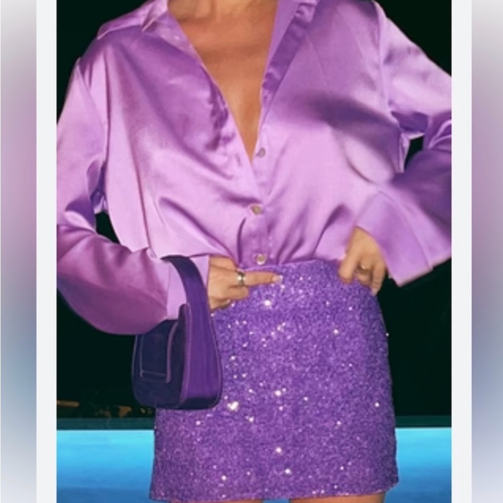 Show Me Your MuMu Purple Satin Shirt
